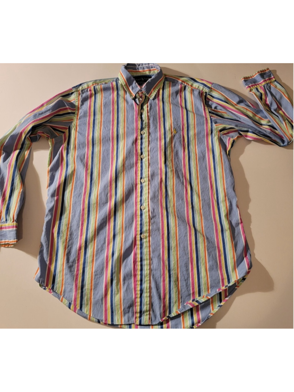 Ralph Lauren Polo Shirt Adult Large Mens Colorful Stripes